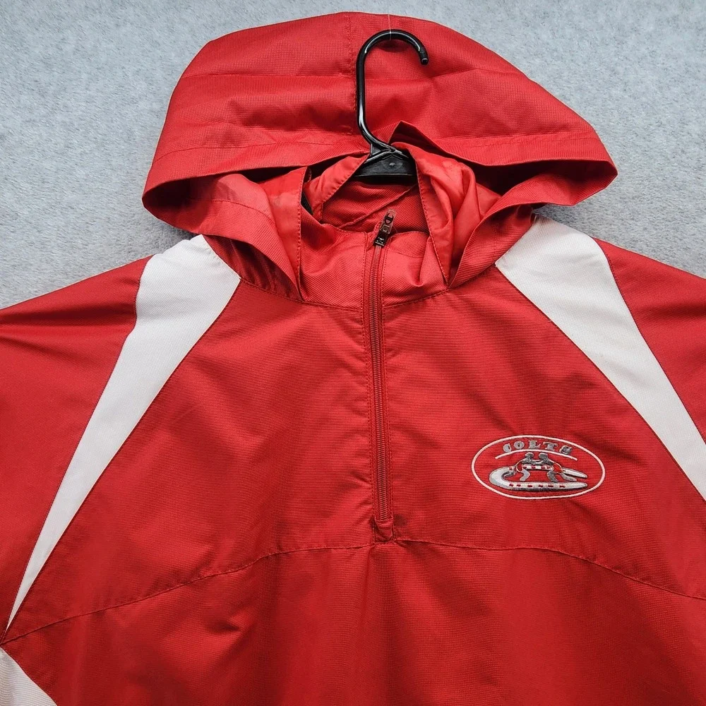 Champion Colts Windbreaker Pullover Jacket Men's XL Red White Hooded Vintage - Picture 2 of 12